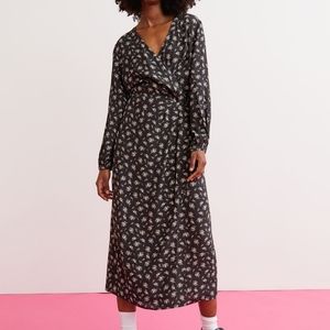Patterned wrap-front dress